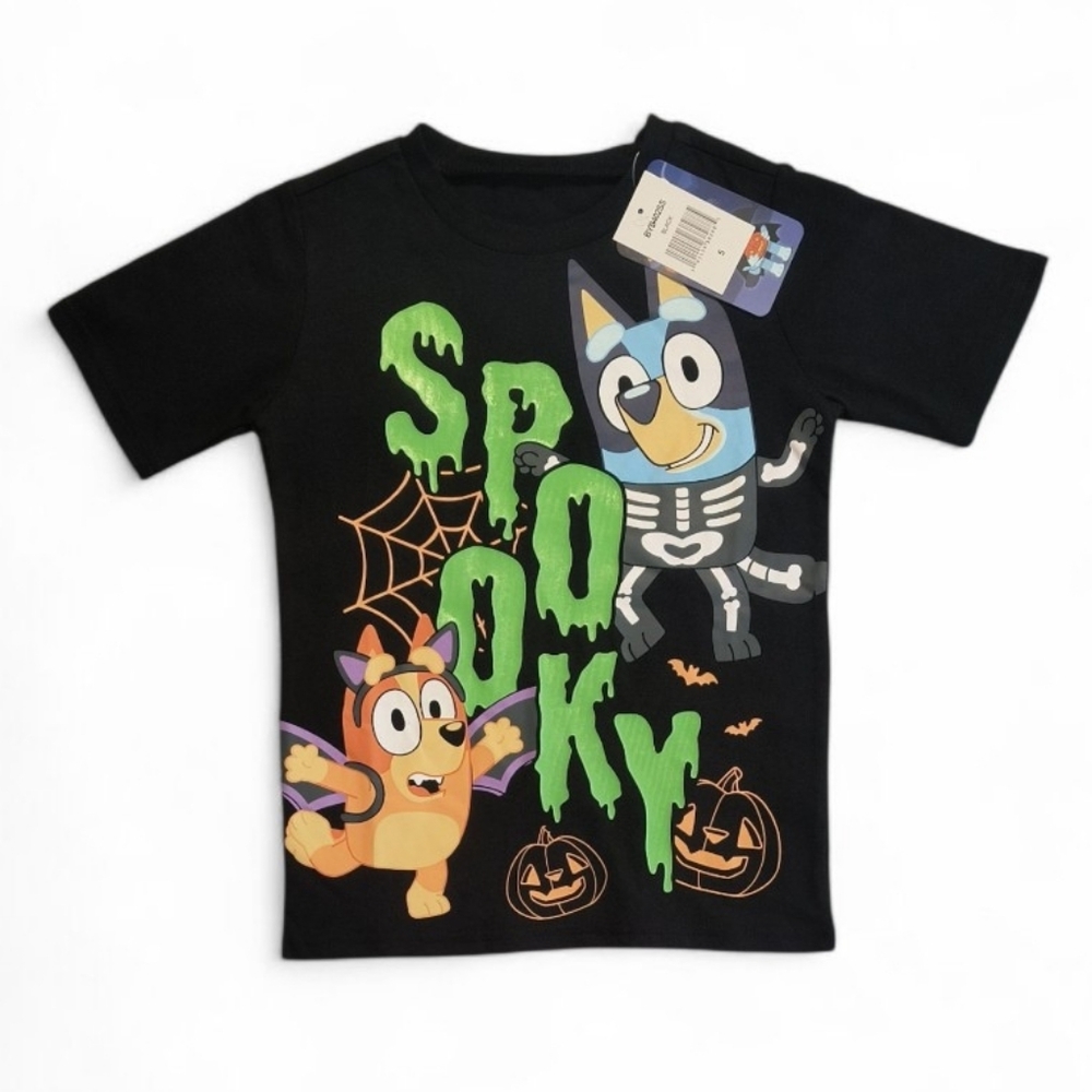 Bluey and Bingo Spooky Halloween Black T-shirt Size 5